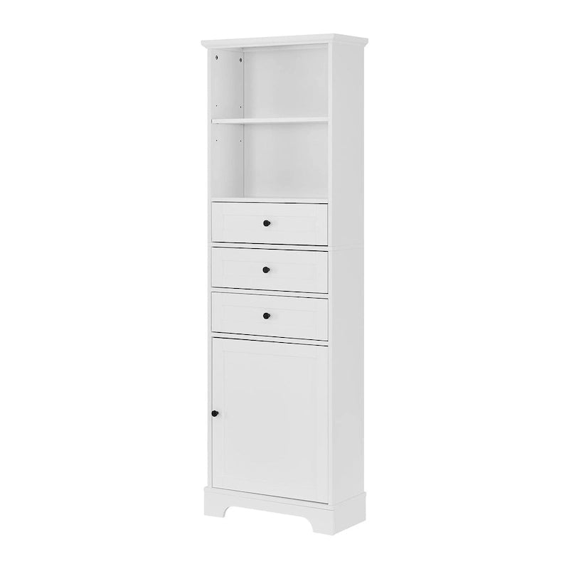 Tall Freestanding Bathroom Storage Cabinet with Drawers & Adjustable Shelves