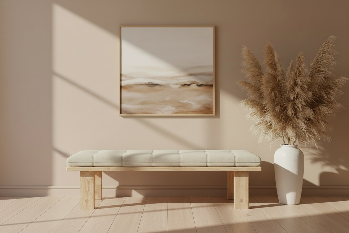 Modern Tufted Bench Interior Scene - No Throw